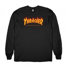 Triko LongSleeve Thrasher Flame Black