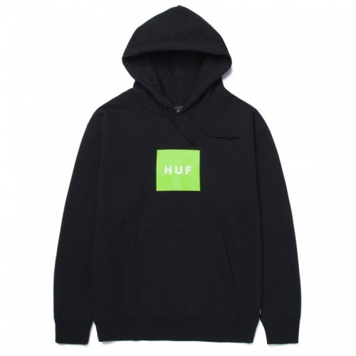 HUF Essentials Box Logo Hoodie černá / zelená