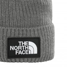 The North Face Logo Box Cuffed Beanie šedý