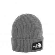 The North Face Logo Box Cuffed Beanie šedý