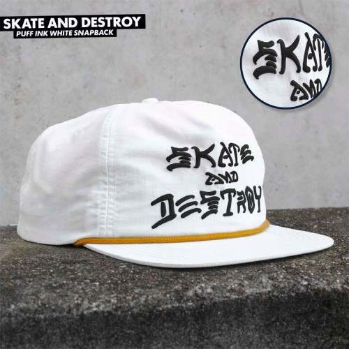 Kšiltovka Thrasher Skate & Destroy Puff Ink White 