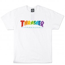 T-Shirt Thrasher Rainbow White Holiday 2020