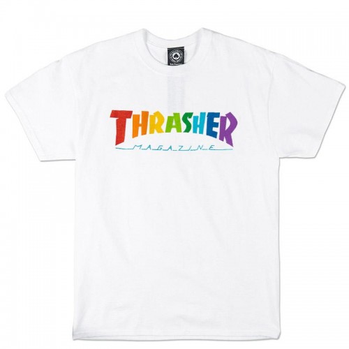 T-Shirt Thrasher Rainbow White Holiday 2020