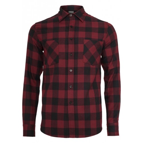 Urban Classics Checked Flanell Shirt black / burgundy