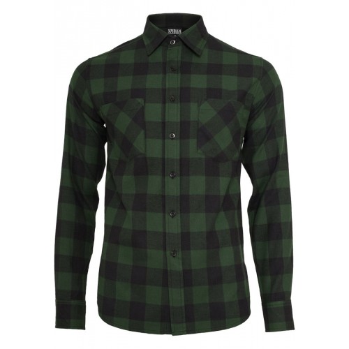 Urban Classics Checked Flanell Shirt černá / tmavě zelená