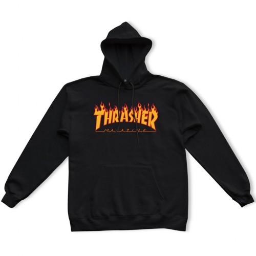 Thrasher mikina Flame Hoody Black