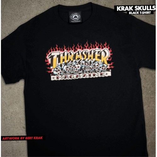 Thrasher triko Krak Skull Black Spring 21