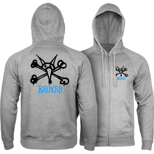 Powell Peralta Rat Bones Hooded Zip Sweatshirt - Gunmetal Heather