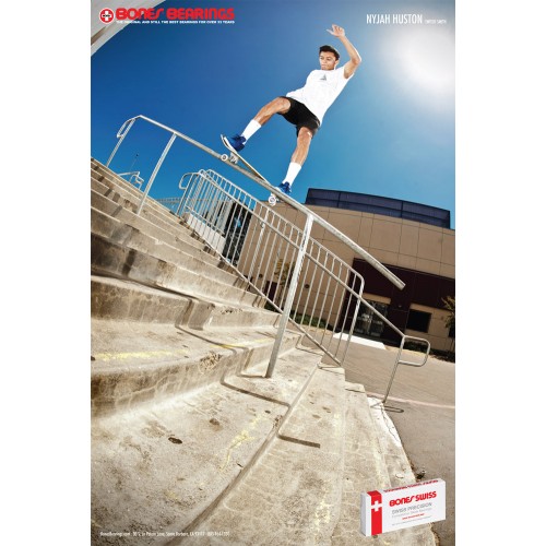 Poster Bones Bearings Nyjah Huston - switch smith grind