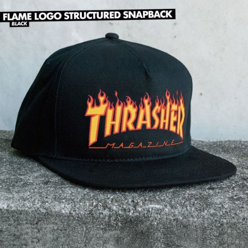 Kšiltovka Thrasher FLAME LOGO STRUCTURED Black