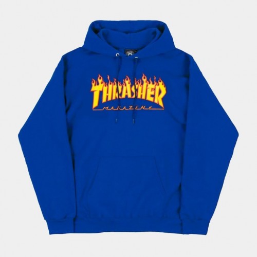 Mikina Thrasher Flame hood Royal Blue