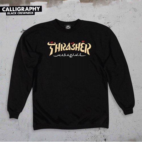 Crewneck Thrasher Caligraphy black Holiday 19