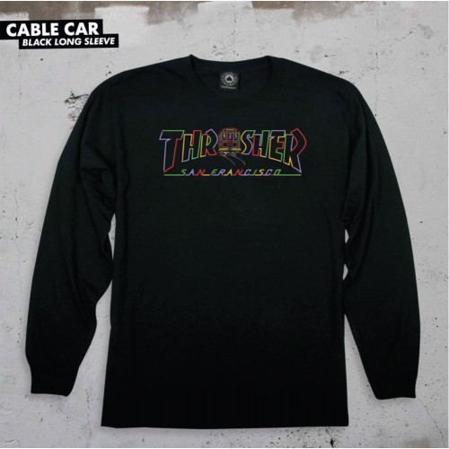 Triko s dlouhým rukávem Thrasher Cable Car L/S black Holiday 19