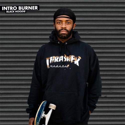 Mikina Thrasher INTRO BURNER HOOD Black Spring 2019