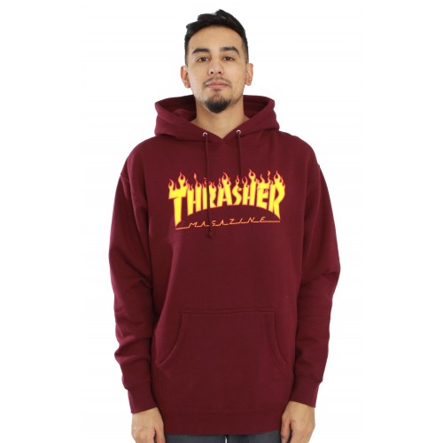 Mikina Thrasher Flame Hood Maroon