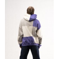 Preach Oversized Patchwork Hoody GOTS šedá / světle fialová