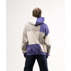 Preach Oversized Patchwork Hoody GOTS šedá / světle fialová