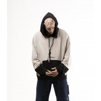 Preach Oversized Raw Edges Hoody GOTS šedá / černá