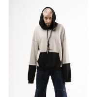Preach Oversized Raw Edges Hoody GOTS šedá / černá