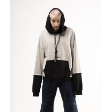 Preach Oversized Raw Edges Hoody GOTS šedá / černá