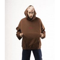 Preach Oversized Smile Patch Hoody GOTS hnědá