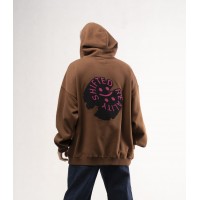 Preach Oversized Smile Patch Hoody GOTS hnědá