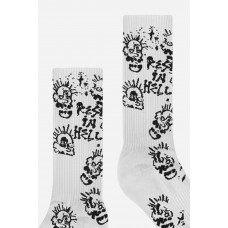 Wasted Paris Skull Hell All Over Socks bílé