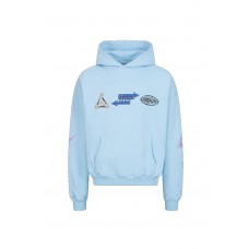 Preach Oversized Multi Logo Hoody GOTS světle modrá