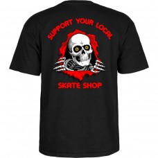 T-shirt Powell Peralta Support your local sk8shop Black