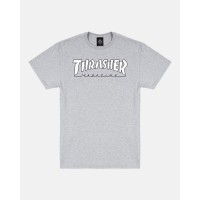 T-Shirt Thrasher Outlined Grey/White
