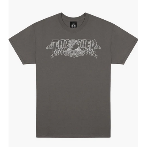Triko Thrasher x Antihero Mag Banner Charcoal