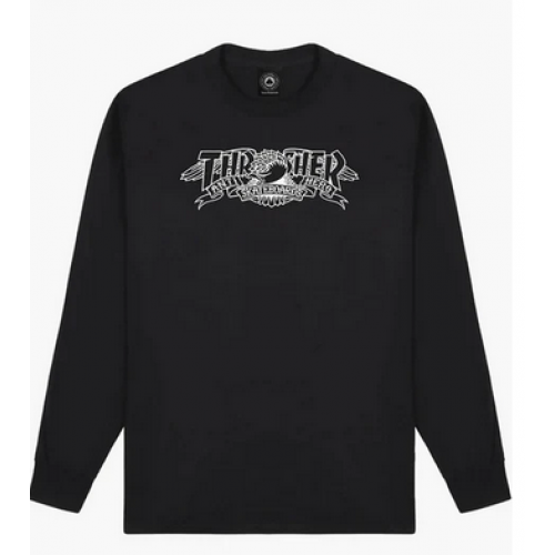 T-Shirt L/S Thrasher x Antihero Mag Banner Black