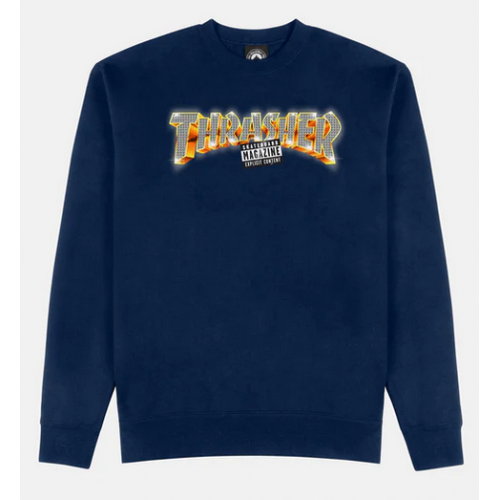 mikina Thrasher Explicit crewneck navy modrá