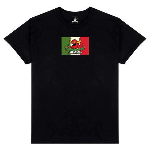 tričko Thrasher x Toy Machine Hecho Black černé