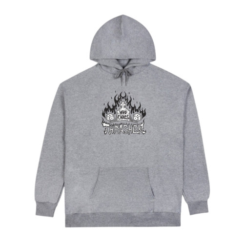 mikina Thrasher Who Cares by Neckface Hoodie šedá