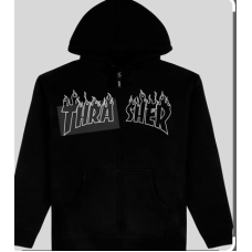 mikina Thrasher Flame Embroidered Full-zip černá