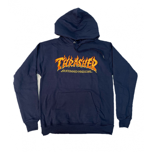 Thrasher Hood Fire Logo Navy Spring 21