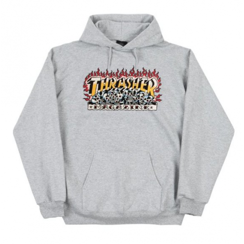 Thrasher mikina Krak Skull Grey Spring 21