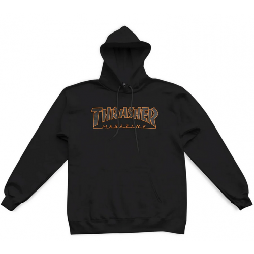 Hoodie Thrasher Outlined Black/Orange