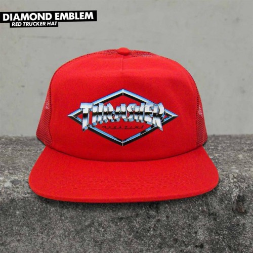 Kšiltovka Thrasher DIAMOND EMBLEM TRUCKER HAT červená