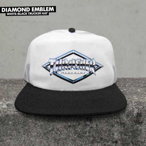 Kšiltovka Thrasher DIAMOND EMBLEM TRUCKER HAT bílá