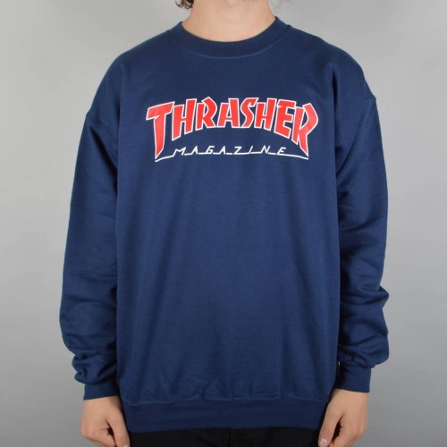 Thrasher mikina Outlined Crew Navy